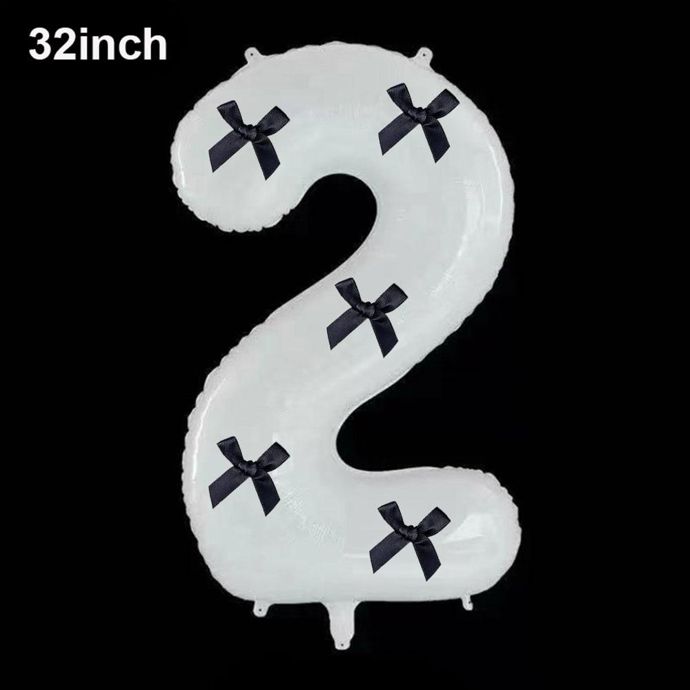 32inch Aluminum Film Black Bow Number Balloons Ribbon Bows Balloons for Birthday Decoration Supplies Anniversary Number Balloons