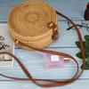 Handwoven Round Rattan Bag with Shoulder Strap Large Capacity Natural Chic Travel Use Messenger Bag for Women