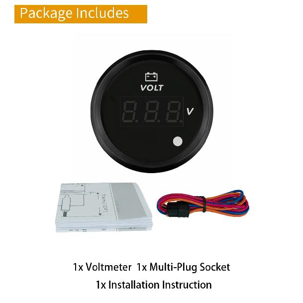 ELING Car Boat Yacht Truck Universal 52mm Voltmeter 8-16V 16-32V 9-32V Volt Gauge with 8 Colors Backlight and Alarm