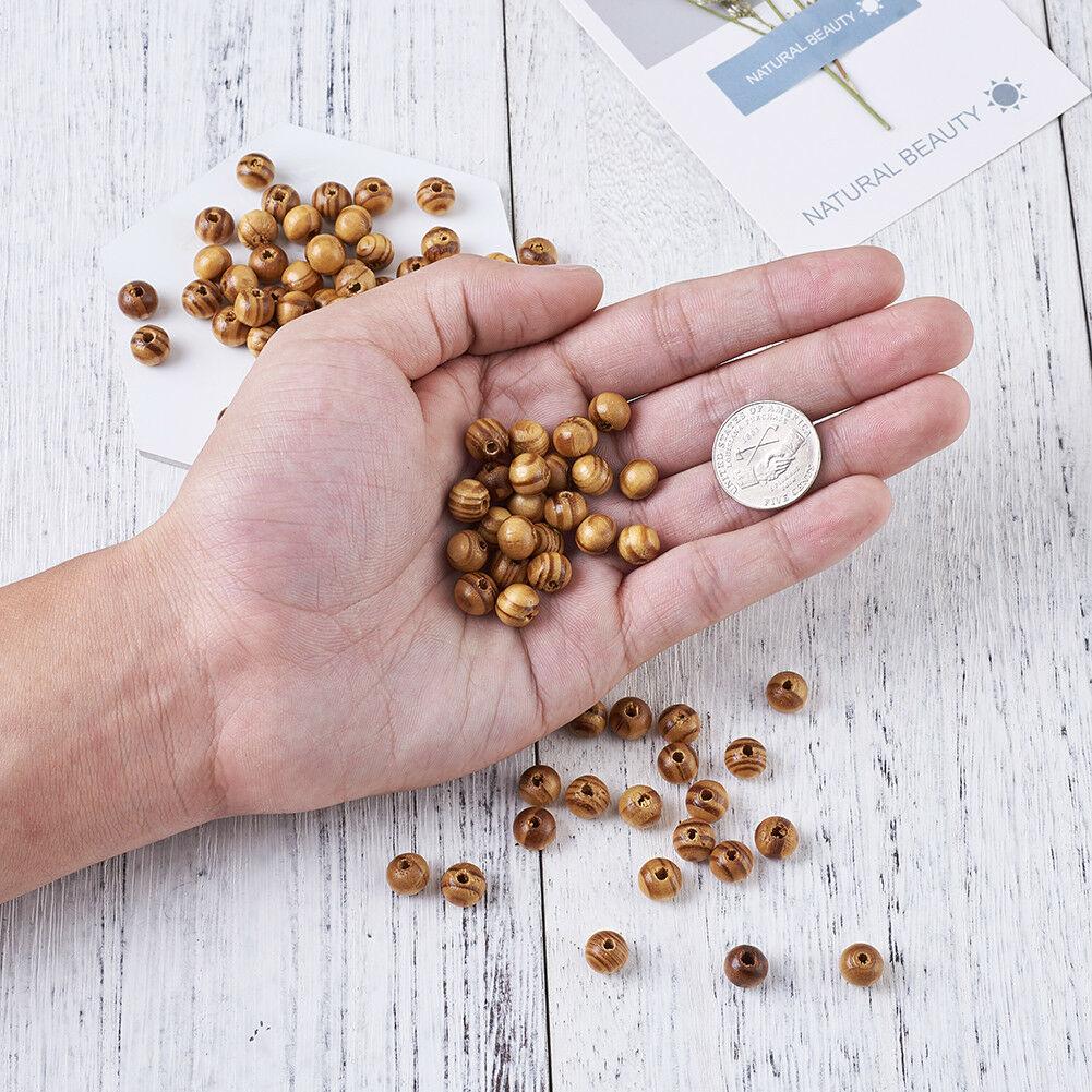 200 шт./лот, 8 мм, винтажные деревянные бусины из натурального дерева с большими отверстиями, подходят для ожерелья, браслета, подвески, свободные деревянные бусины-разделители для изготовления ювелирных изделий своими руками