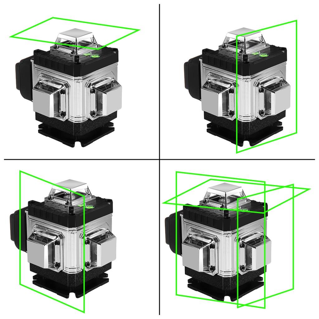 4D 16-линейный лазерный уровень, зеленая линия, самовыравнивающийся, 360° по горизонтали и вертикали, супермощный зеленый лазерный уровень, управление через приложение
