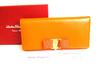 Authentic Vala Orange Leather Bifold Long Wallet #9243  Refurbished