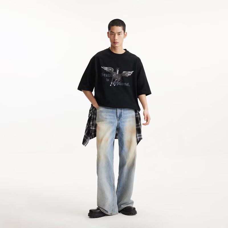 Jack&Jones Мужская футболка с коротким рукавом свободного кроя с принтом букв
