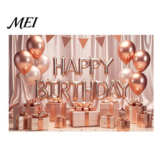 Birthday Celebration Banner Happy Backdrop, Party Photo Background Cloth for Celebration, Double-sided Printed Bunting Flag Decor Kids Women, Supplies