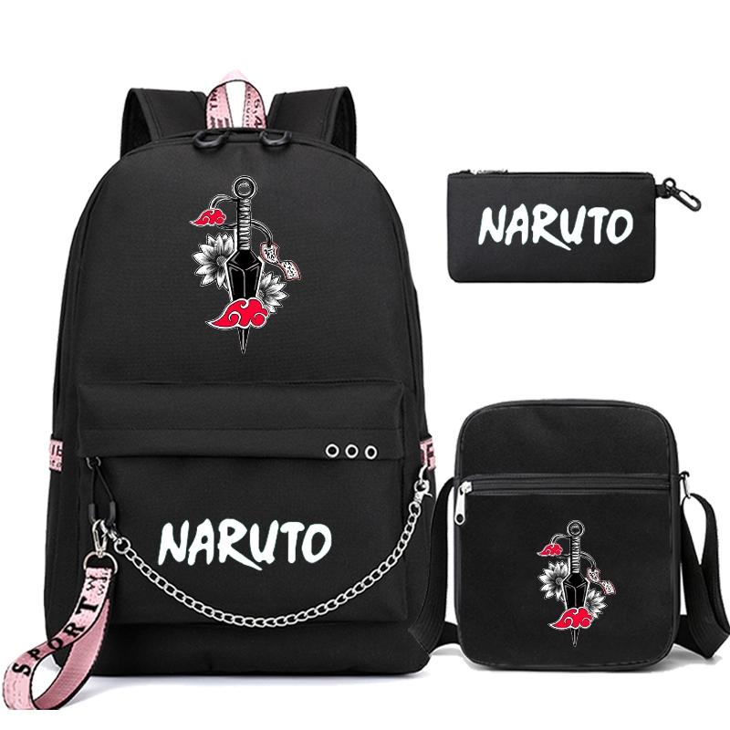 3 шт./компл. рюкзак аниме «Наруто» для мальчиков и девочек, школьная сумка, школьный рюкзак Kawaii, сумка для мужчин и женщин, дорожная сумка для отдыха