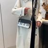 Piano Keys Black and White Sling Bag Contrast Color Casual Square Bag Ladies Travel Shopping Commute Date Bag KTY