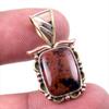 Natural Mahogany Obsidian Gemstone 925 Solid Silver Two Tone Pendant 1.25'' F2r10