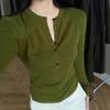 Women's Korean Style V-Neck Wool Knit Sweater - Autumn/Winter Wear