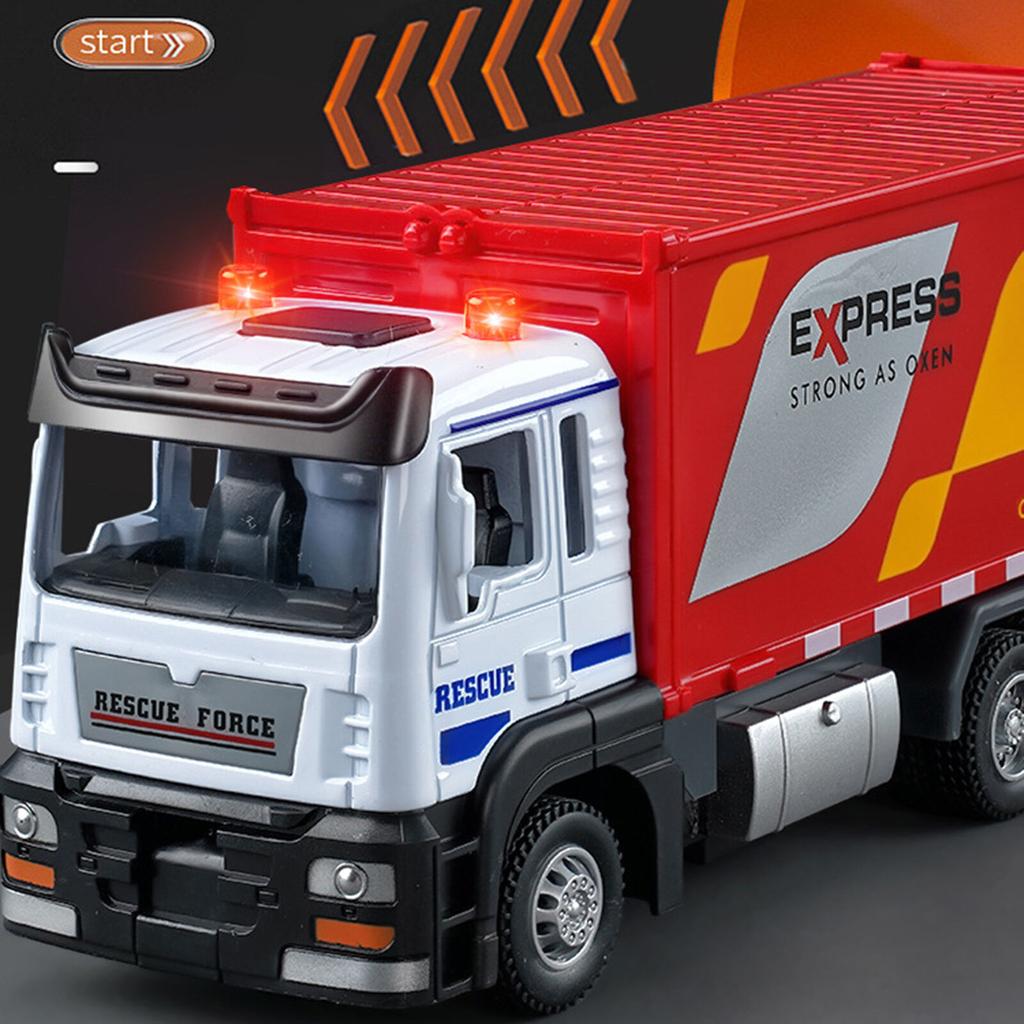 Модель контейнеровоза в масштабе 1/32 с музыкой и светом, открывающаяся дверь, реалистичное игрушечное украшение автомобиля, модель инерционного грузовика из сплава, откат назад, подарок на день рождения