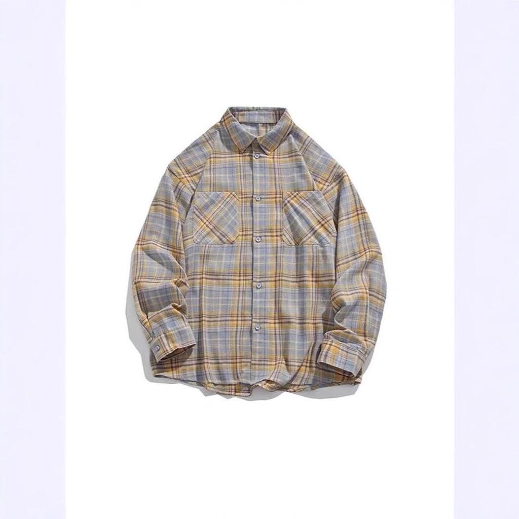 Унисекс Ретро Клетчатая Куртка-Рубашка с Длинным Рукавом - Модный Повседневный Стиль для Весны