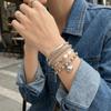 Silver Heart Pendant Bracelets Beaded Metal Hand Chain Vintage Imitation Pearl Bracelets  Gifts