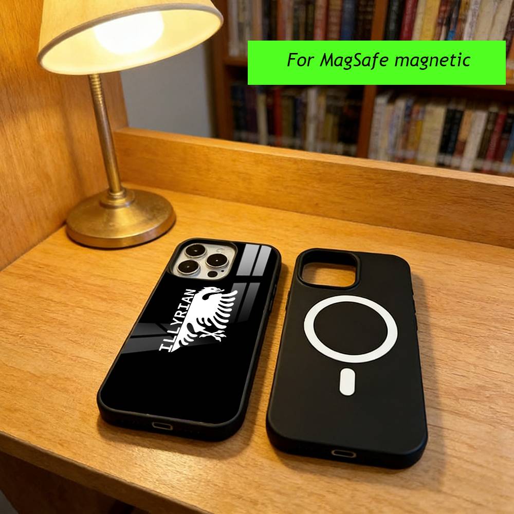 Чехол для телефона с орлом, флаг Албании, для iPhone 17, 16, 15, 14, 13, 12, 11 Plus, Pro, магнитный, с поддержкой беспроводной зарядки MagSafe