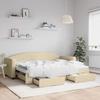 VidaXL Daybed with Trundle and Drawers Cream 80x200 Cm Fabric 3197223