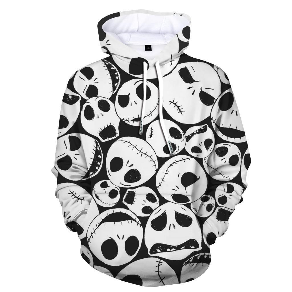 Halloween 2022 New Nightmare Before Christmas Skeleton Jack 3D Printed Men's and Women's Pullover Hooded Sweatshirt
