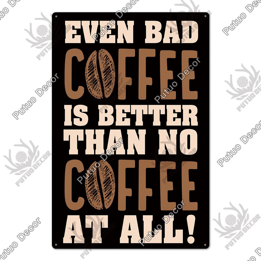 Putuo Decor Coffee Vintage Tin Sign Plaque Metal Plate Wall Art Posters for Kitchen Bar Cafe Room Retro Iron Painting