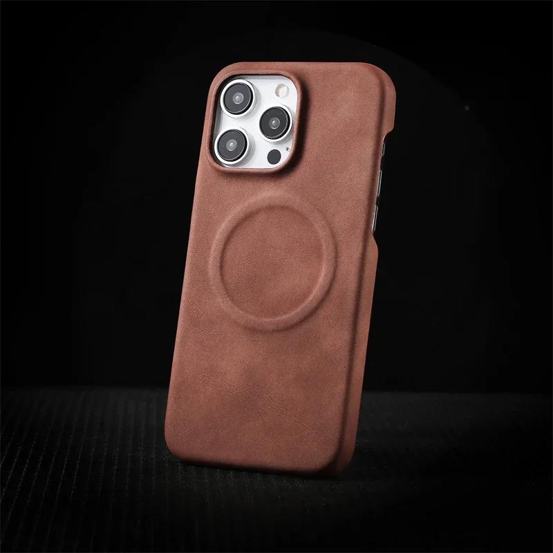 Магнитная Текстура Кожаный Ударопрочный Бампер Чехол Для Для Iphone 16 1 12 13 11 Pro Max 14 Plus Защитная Крышка Мужские