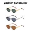 Neutral New Oval Frame Sunglasses Fashion Retro Metal Full Frame Outdoor Beach Travel Sunscreen Eye Protection Sunglasses