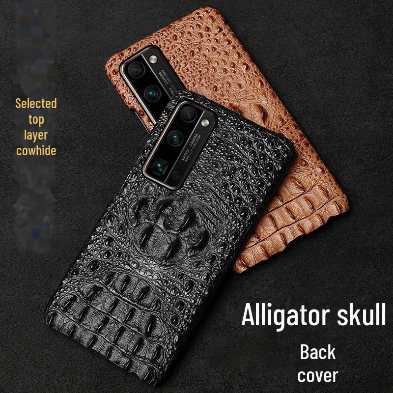 Чехол из натуральной воловьей кожи с черепом крокодила для Honor 30/30 Pro/30 Youth Edition — защитите свой телефон стильно!