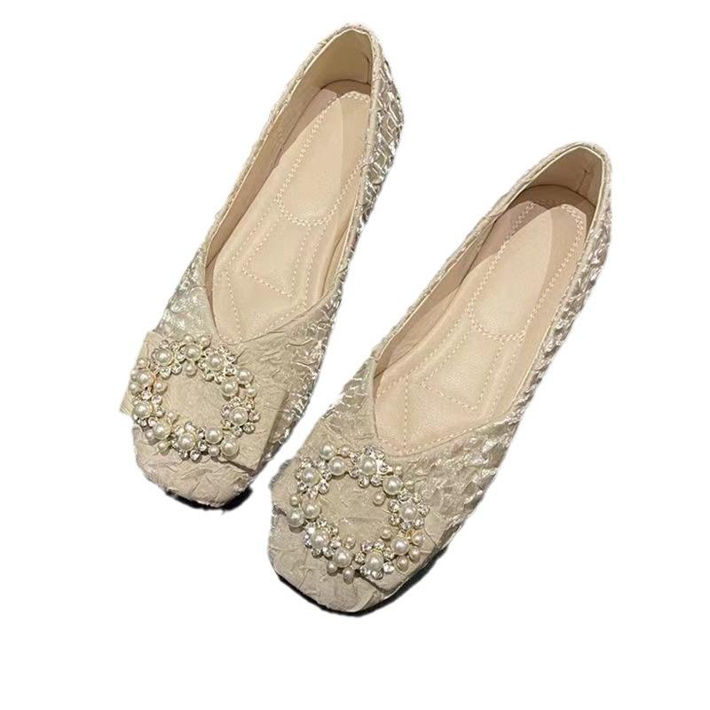 Женские туфли на плоской подошве 2024 года, новые осенние туфли с мягкой нескользящей подошвой, универсальные рабочие туфли с юбками, нежный ветер, женская обувь Doudou