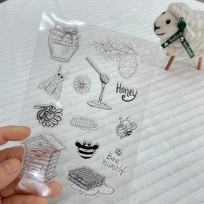 Винтажный штамп, прозрачный силиконовый штамп с цветочными фруктами и английскими словами, строительный штамп для DIY, декоративный альбом для скрапбукинга, журнал для студентов