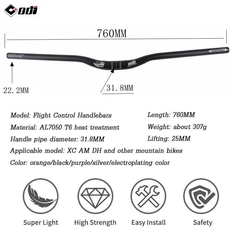 ODI Bicycle Handlebar 7050 Aluminum Alloy Mountain Bike Handlebar 760mm Ultralight Handle Bar for Bicycle MTB DH XC AM Bike Part