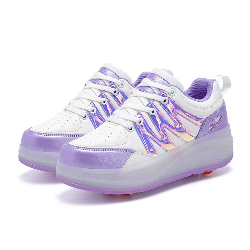 Четырехколесные детские туфли Heely с колесами, спортивная обувь с зарядкой через USB, светодиодная спортивная обувь для девочек, роликовые коньки