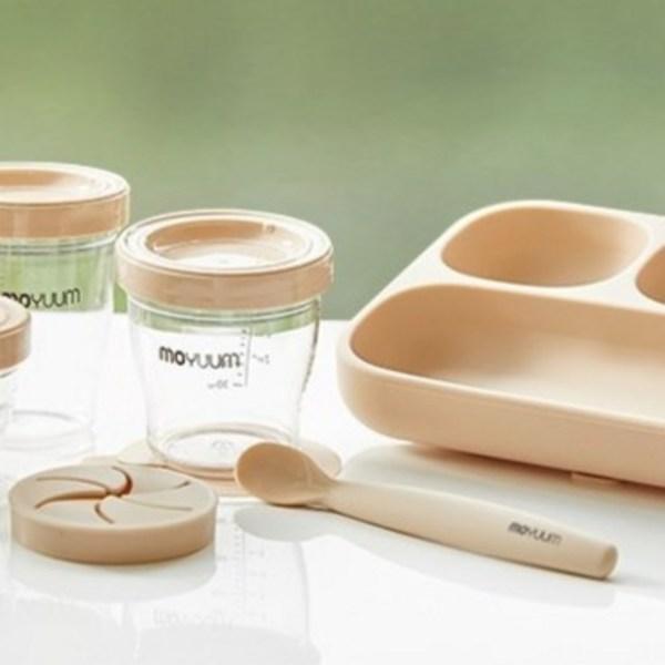 Moyoum Premium Silicone Baby Food Spoons (2 Types) + Case Set, Beige, Gray, 1 Set, Korean Popular Tableware