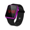 WristWatch Mirror Face Digital Silicone Band Sport Clock Watch Square Metal Red LED Frame Watches  Accessories