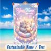 Cat Theme Beach Towel Personalized Custom Name & Text Soft Quick Dry Beach Towel for Swimming Travel