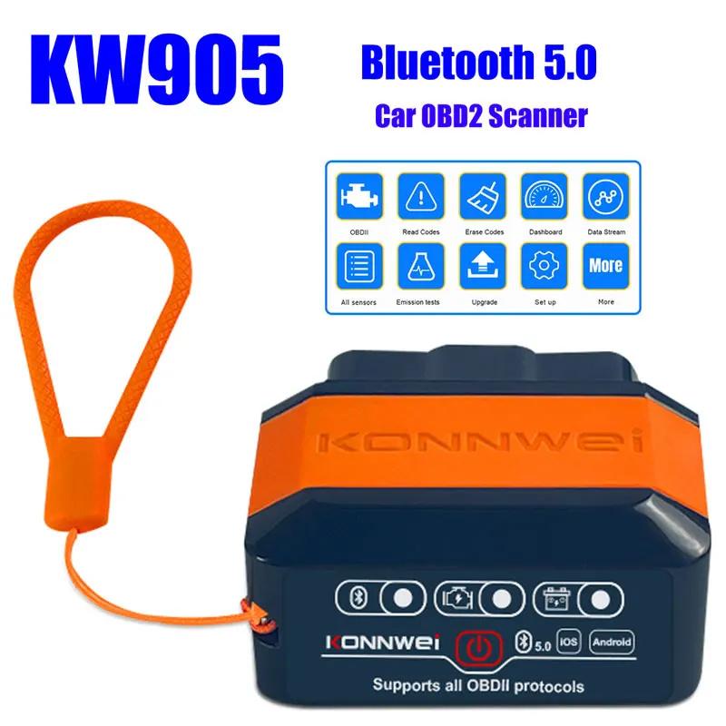 Kw905 Elm327 V1.5 Obd2 Сканеры Bluetooth 5.0 Для Android/Ios Elm 327 Obd 2 Инструмент Для Диагностики Автомобиля Считыватель Кодов