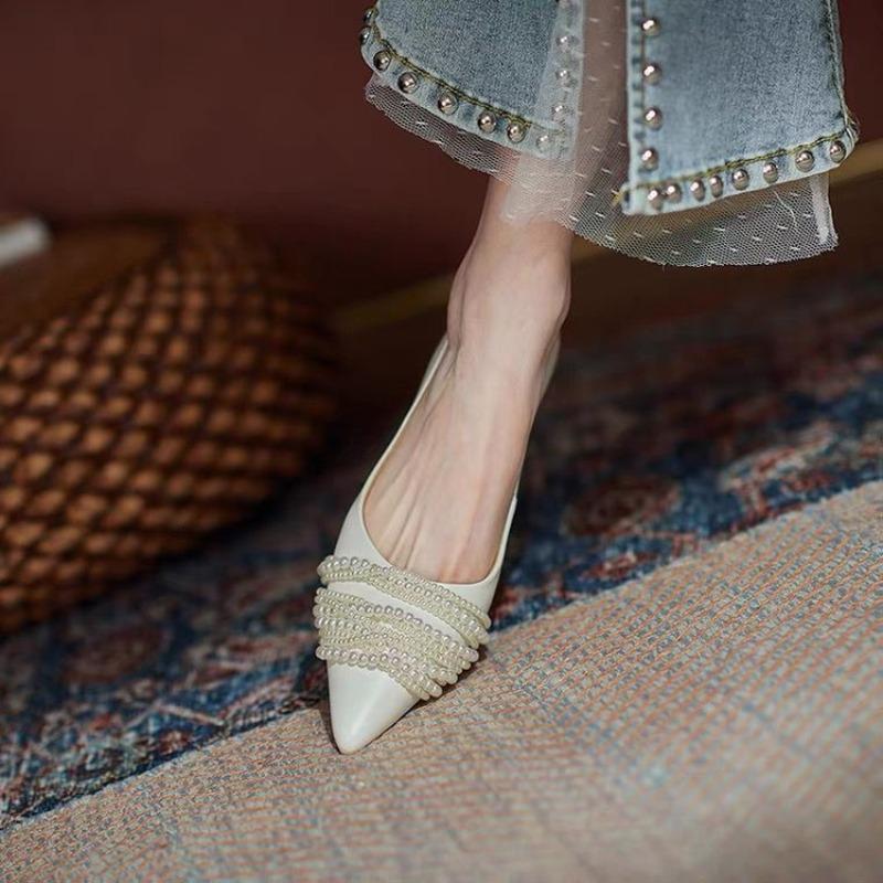 Женские туфли на высоком каблуке с сексуальными бусинами, женские новые красные бархатные туфли-лодочки с острым носком, свадебные туфли