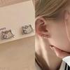 New S925 Silver Cat Stud Earrings - Cute Kitten Design for Women and Female Students