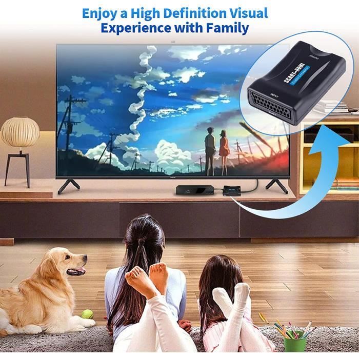 Adaptateur Peritel HDMIConvertisseur 1080P SCART vers HDMI Convertisseur Péritel vers HDMISupport Projecteur de Moniteur HDTV [W47]