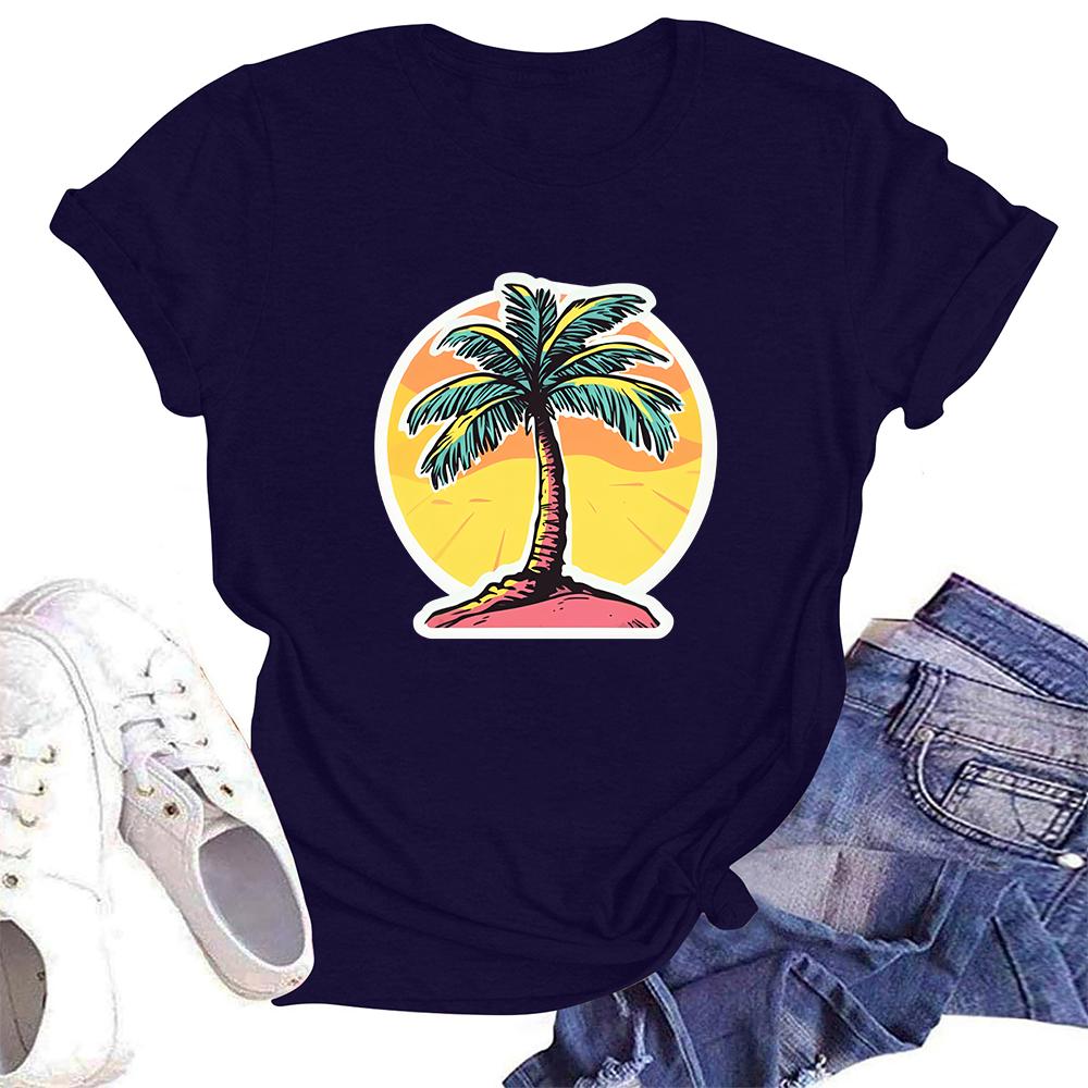 Женская повседневная свободная футболка с принтом, круглый вырез, пуловер, короткий рукав, топ