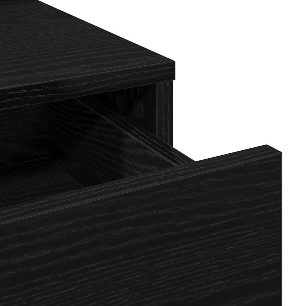 Makeup Table with Shelf Black Oak Look 100 x 41 x 140 cm