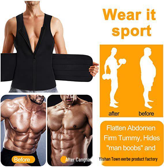 Men's Neoprene Sauna Zipper Waist Trainer Vest and Body Shaper Trimmer