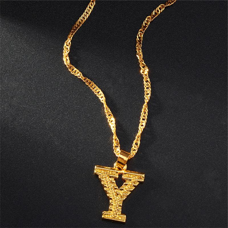 26 Букв Позолоченная Подвеска Ожерелье Аксессуары Ожерелье с Инициалом для Женщин Изящная Золотая Подвеска с Буквами от A до Z