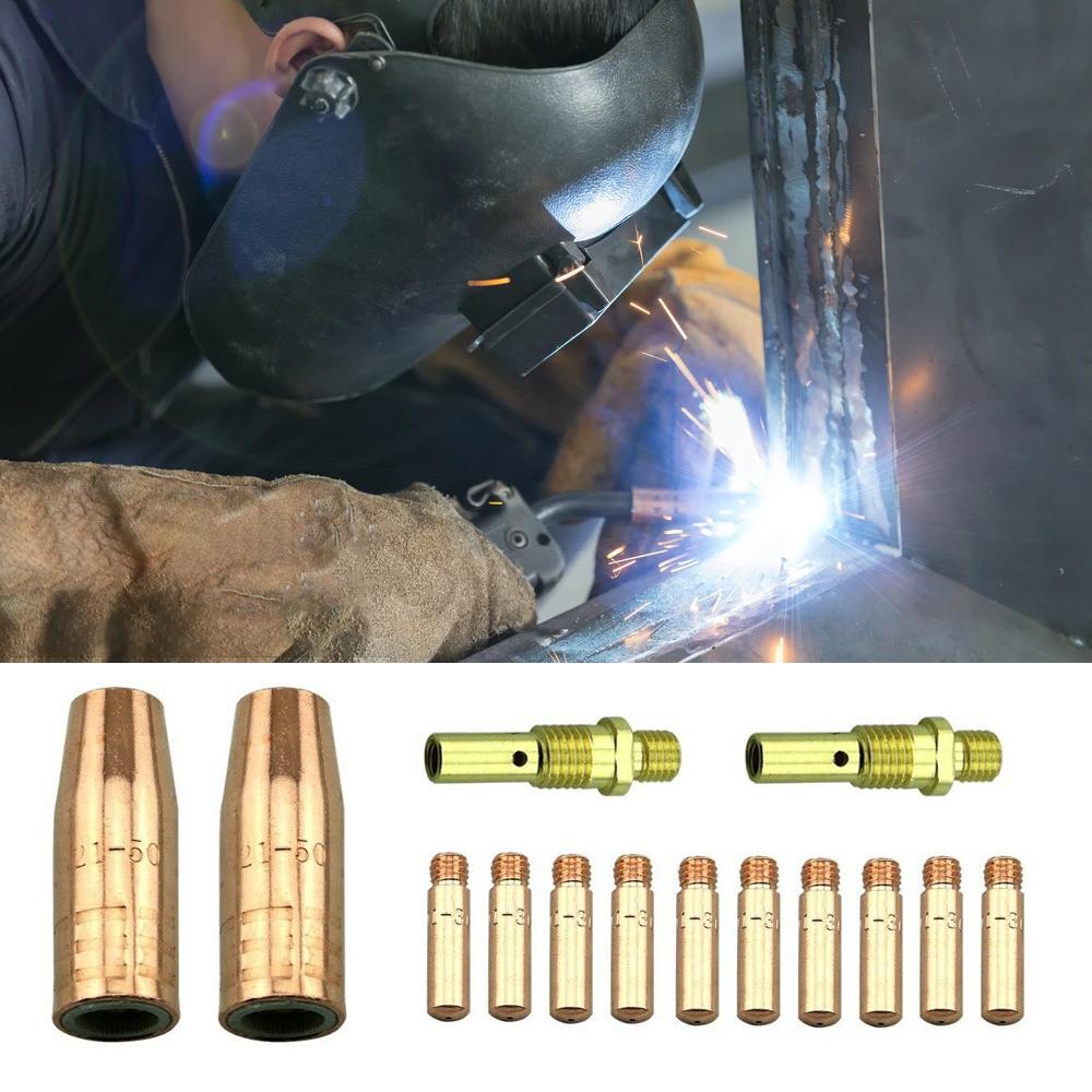 14Pcs MIG Welding Machine Accessories Kit 0.035'' Contact Tips Gases Nozzles Diffusers Replacement