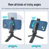 360° Вращающийся держатель для телефона с двойным креплением для аксессуаров (холодный башмак) и складным зажимом для настольной трансляции