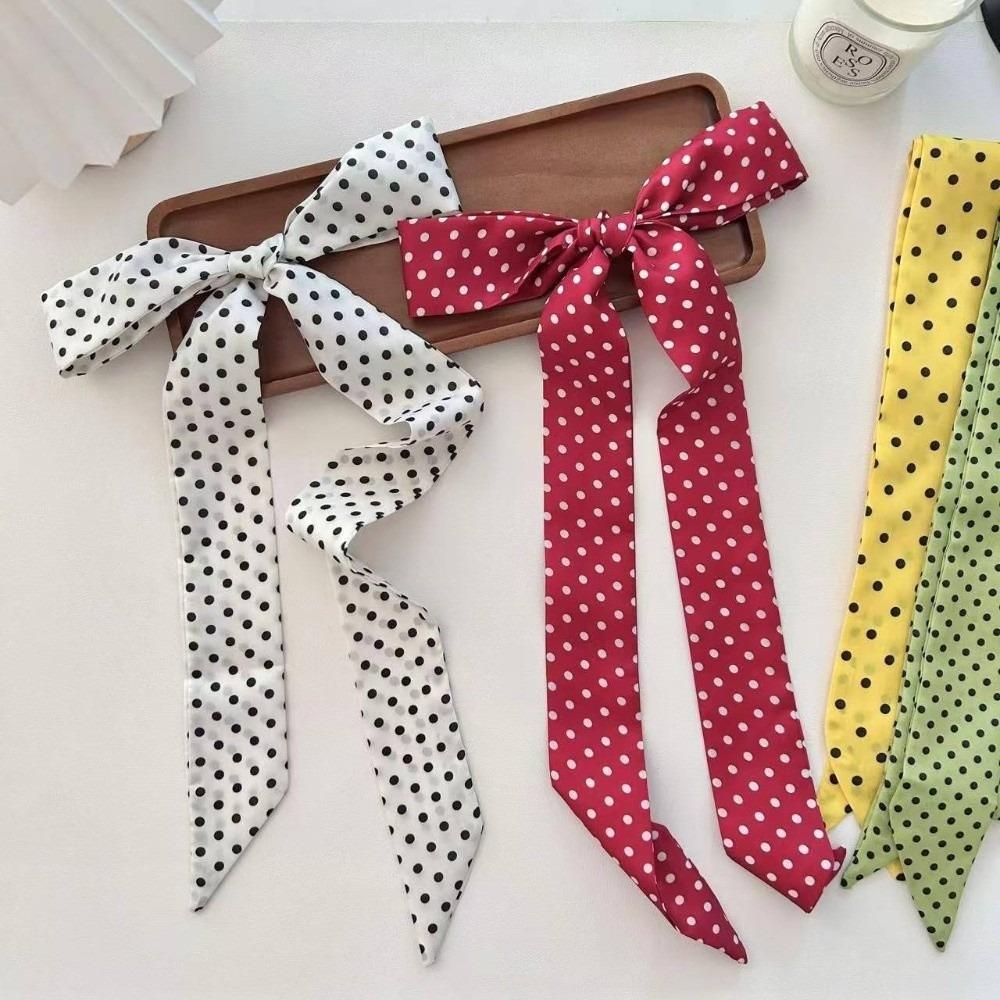 Streetwear Style Polka Dot Scarf Versatile Long Scarf Vintage Hair Band for Women