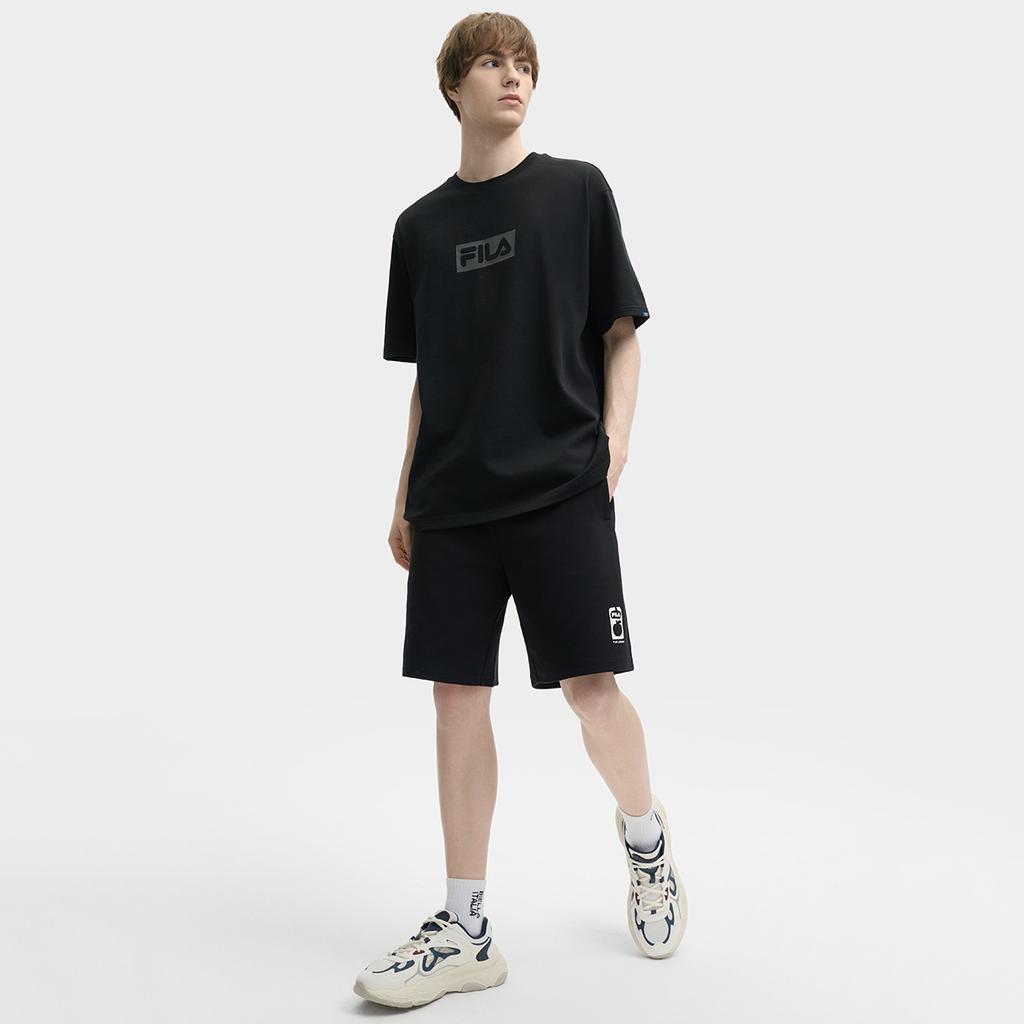 Fila Оригинальная Мода Универсальный Повседневный Удобный Простой Базовый Трикотажная Футболка с Коротким Рукавом и Круглым Вырезом Унисекс Топы Черный F51M529110FBK