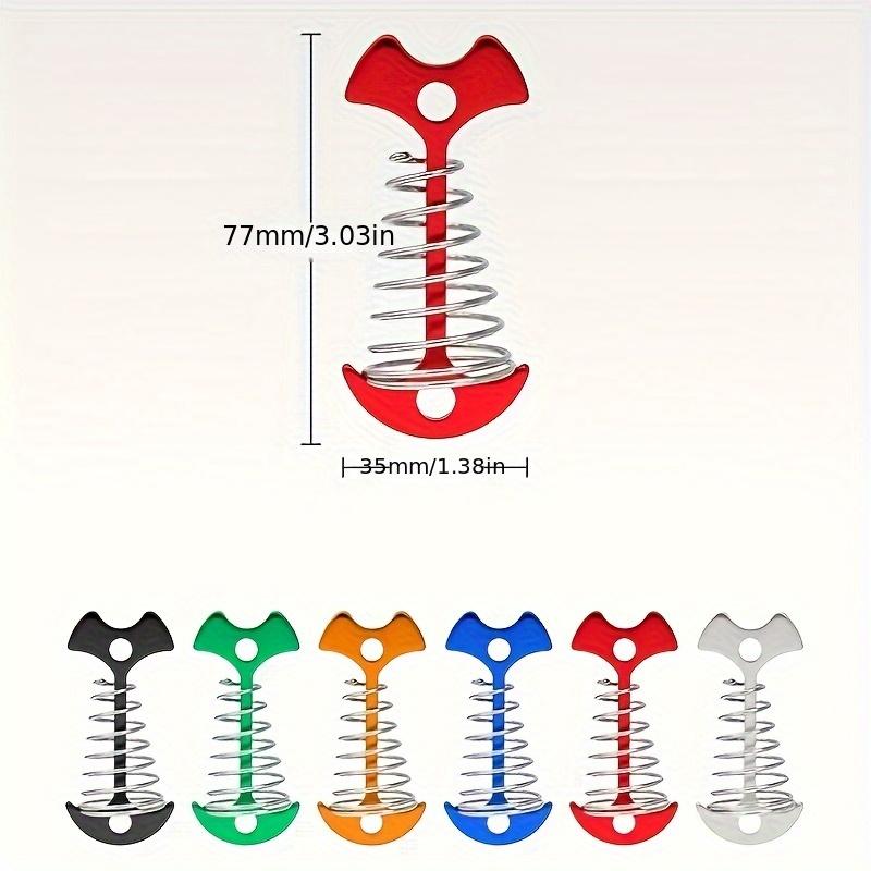 8pcs Stainless Steel Deck Nails with Spring Buckle, Fish Bone Design for Secure Binding, Suitable for Outdoor Camping and Hiking