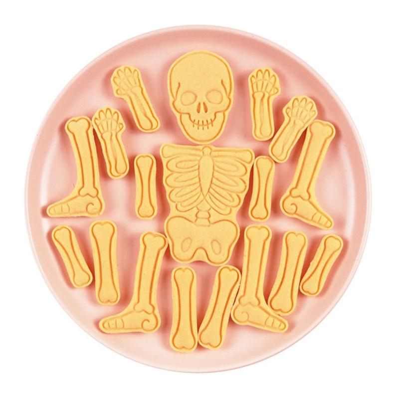 2Set Cookie Stamps Halloween Skeleton Biscuits Molds Fondant Biscuits Pastry Cookie Cutters Baking Decoration Supplies