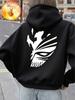 Bleach Ichigo Red Mask Printing Hoodies Womens Winter Fleece Warm Sweatshirt Casual Pocket Pullover Basics Loose Woman Clothes