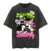Pattern Men'S And Women'S Street Retro Cotton T-Shirt Loose Short-Sleeved T-Shirt Harajuku Top Washed Animation Crew Neck
