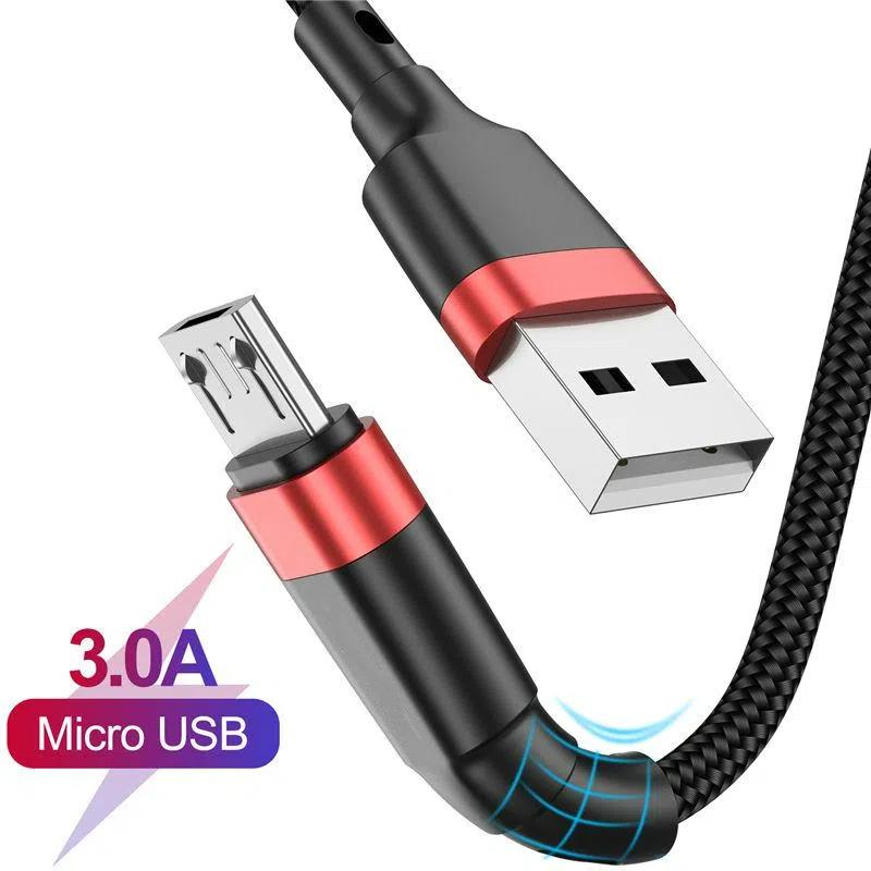 Кабель Micro USB 1 м, 2 м, 3 м, нейлоновый плетеный кабель для быстрой зарядки для мобильного телефона Samsung, Huawei, Xiaomi Redmi, Android