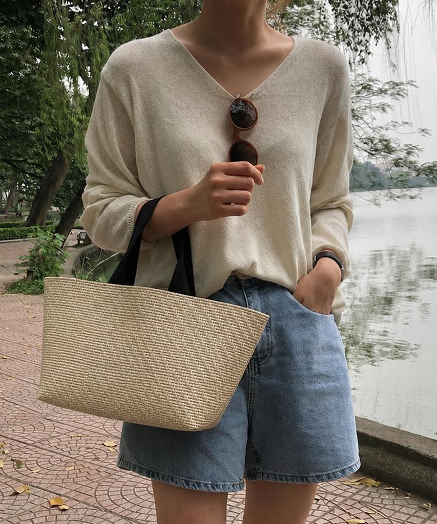 Сумка-тоут Tuo Rattan Flat Tote Средний Бежевый · Сумка-тоут Tuo Rattan Flat Tote Средний Бежевый