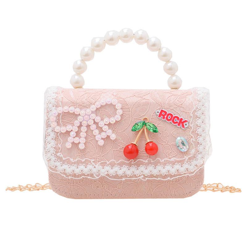 Chic Lace Pearl Handbag For Children In Trendy Floral Styles Ideal For School And Daily Outfits