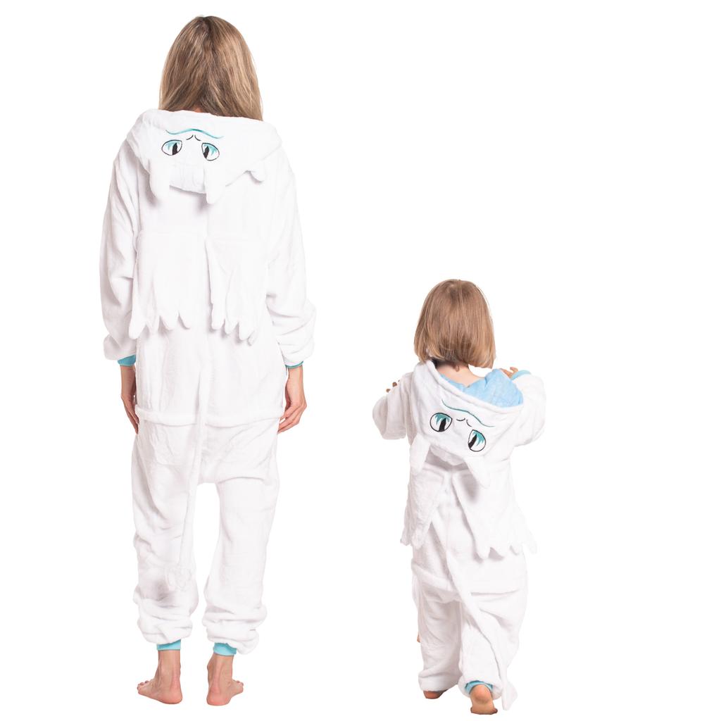 Piżama dla dzieci dziecięca kigurumi onesie strój smok szczerbatek biały 125-135
