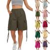 Ladies' Summer Casual Fashion Workwear Wide Leg Pants With Drawstring Pockets Solid Color Shorts